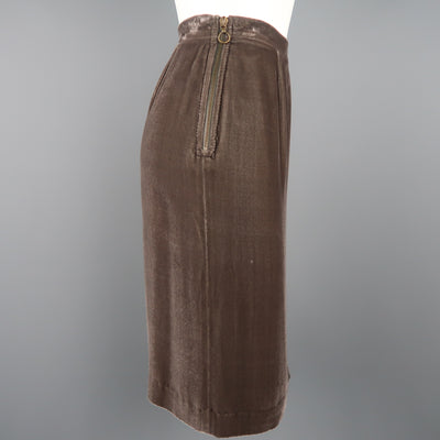 MISSONI Size 6 Taupe Silk Blend Velvet Pencil  Skirt