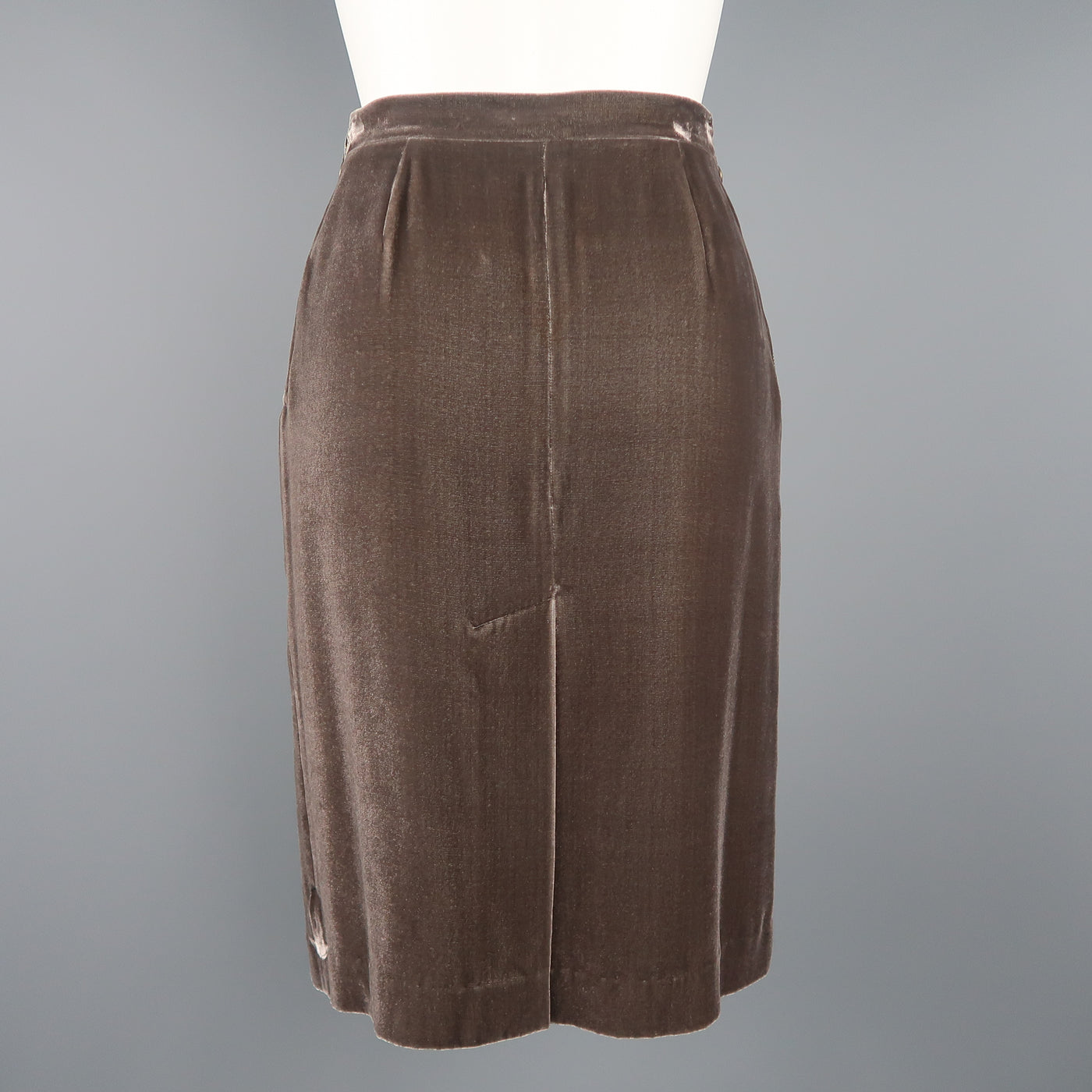 MISSONI Size 6 Taupe Silk Blend Velvet Pencil  Skirt
