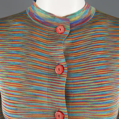MISSONI Size 8 Multi-Color Rayon Knit Cardigan Skirt Set
