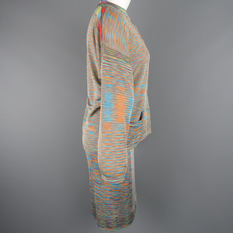 MISSONI Size 8 Multi-Color Rayon Knit Cardigan Skirt Set