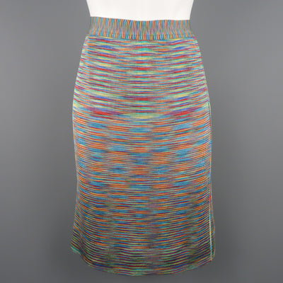 MISSONI Size 8 Multi-Color Rayon Knit Cardigan Skirt Set
