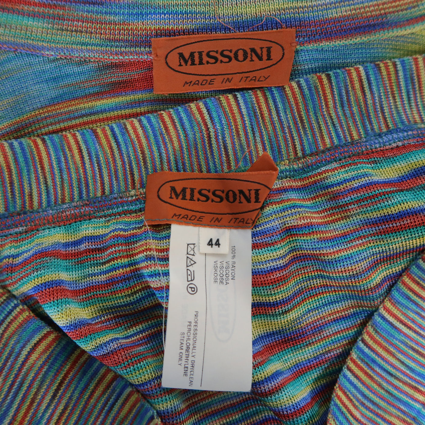 MISSONI Size 8 Multi-Color Rayon Knit Cardigan Skirt Set