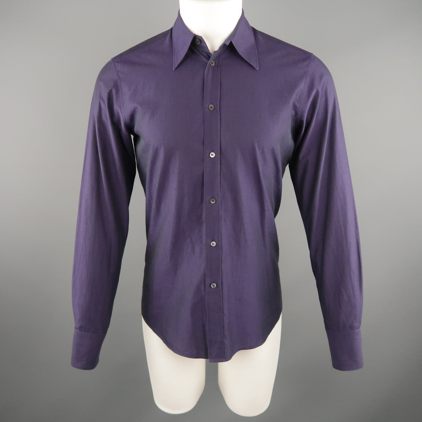 MIU MIU Size S Purple Solid Cotton Long Sleeve Shirt