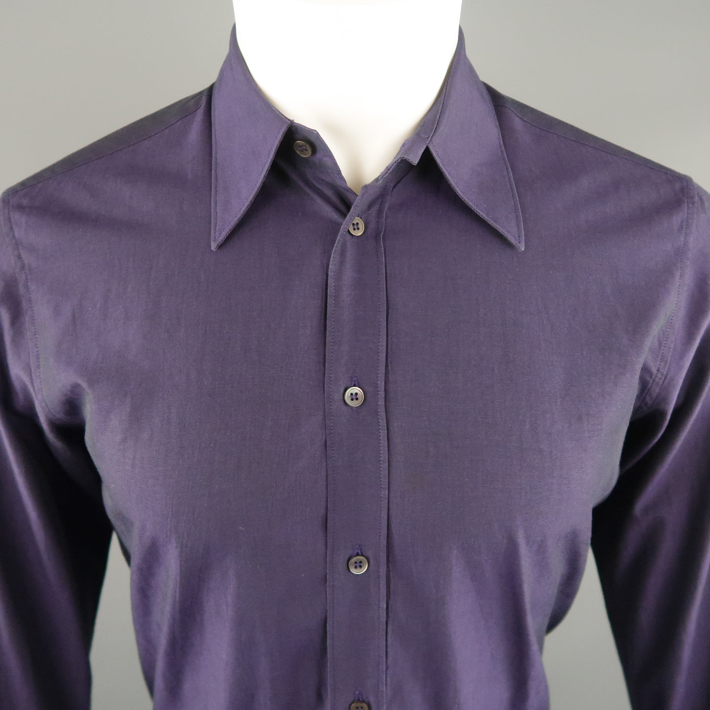 MIU MIU Size S Purple Solid Cotton Long Sleeve Shirt