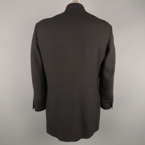 MONDO DI MARCO Chest Size 42 Long Black Solid Wool Nehru Collar Sport Coat