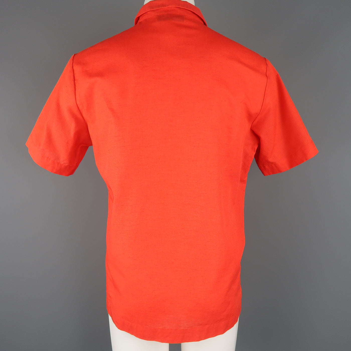 MSGM Size M Red Cotton / Linen Short Sleeve Polo Style Shirt