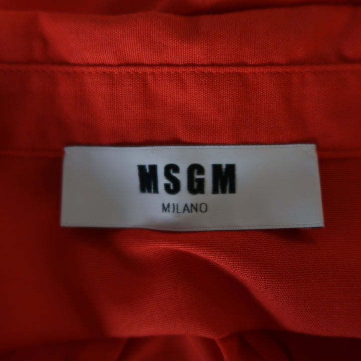 MSGM Size M Red Cotton / Linen Short Sleeve Polo Style Shirt