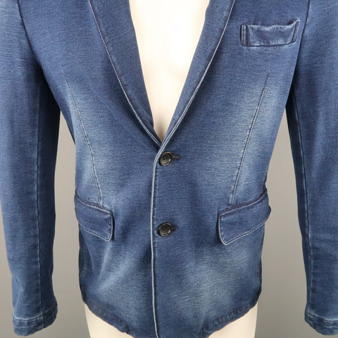 Mr. SMITH M Indigo Wash Cotton Notch Lapel  Sport Coat