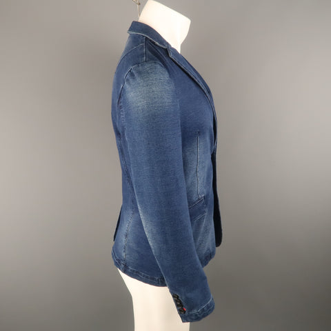 Mr. SMITH M Indigo Wash Cotton Notch Lapel  Sport Coat