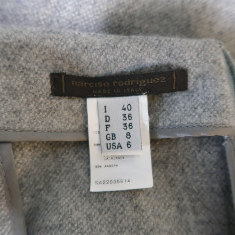 NARCISO RODRIGUEZ Taille 6 Jupe en laine vierge / angora gris chiné 