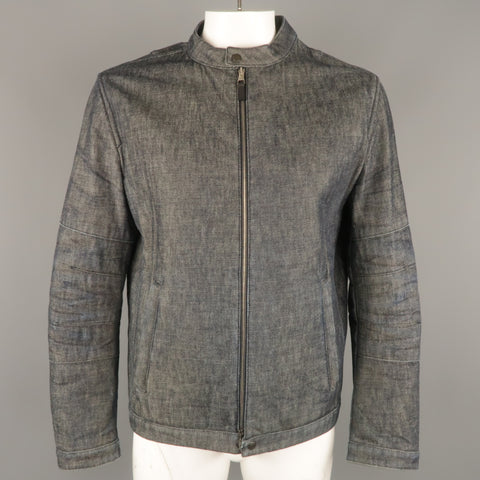 NEIL BARRETT L Indigo Navy Denim Biker Style Jacket