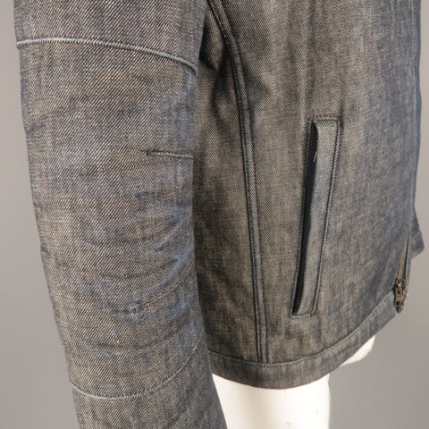 NEIL BARRETT L Indigo Navy Denim Biker Style Jacket