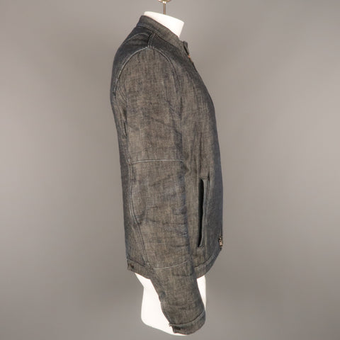 NEIL BARRETT L Indigo Navy Denim Biker Style Jacket