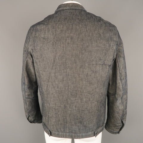 NEIL BARRETT L Indigo Navy Denim Biker Style Jacket