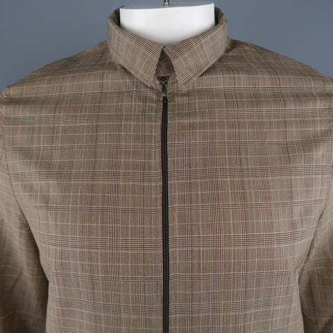 NEIL BARRETT Chest Size M Tan Plaid Wool Bomber Jacket