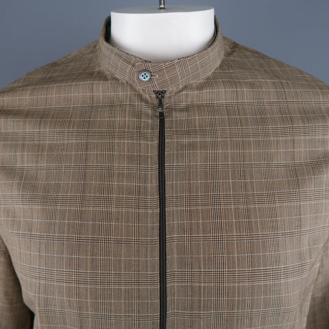 NEIL BARRETT Chest Size M Tan Plaid Wool Bomber Jacket