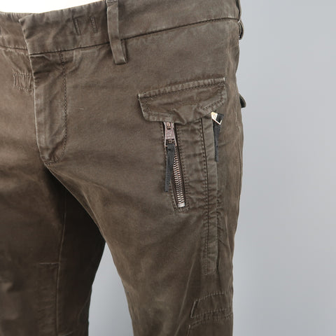 NEIL BARRETT Size 32 Brown Cotton Zip Pocket Casual Pants