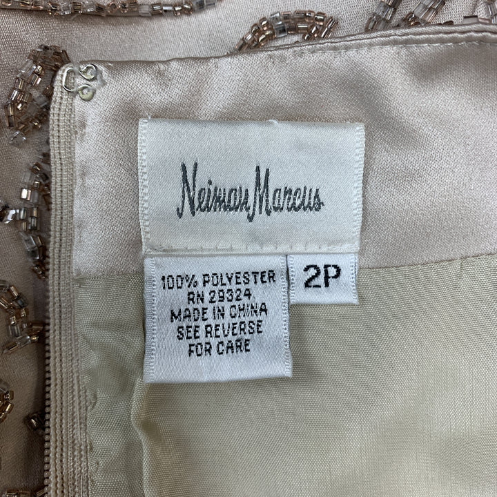 Vintage NEIMAN MARCUS Size 2 Beige Beaded Satin Shell Top