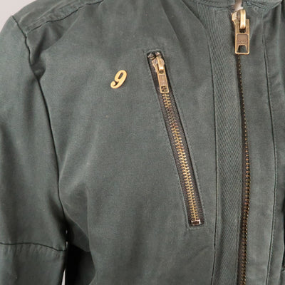 NICE COLLECTIVE L Black Solid Cotton Zip Up Jacket