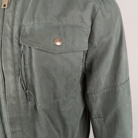 NICE COLLECTIVE L Black Solid Cotton Zip Up Jacket