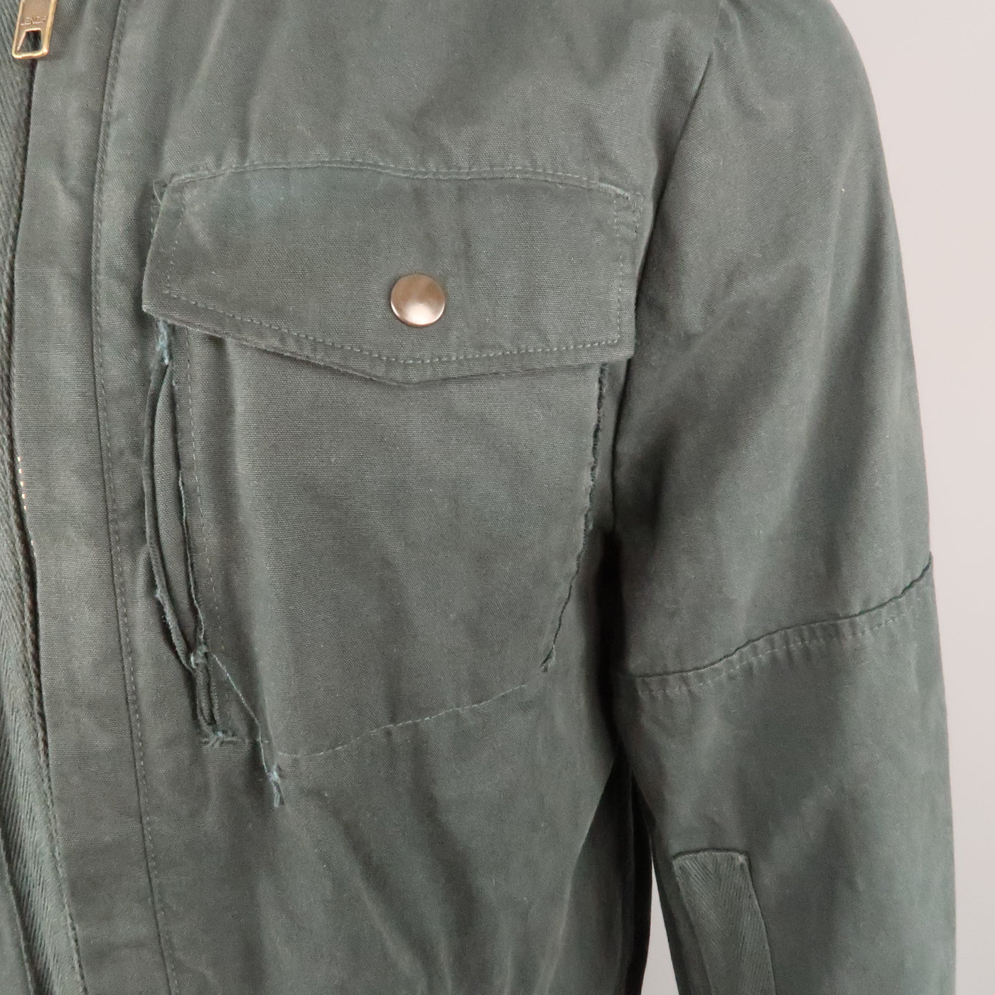 NICE COLLECTIVE L Black Solid Cotton Zip Up Jacket