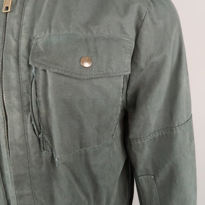 NICE COLLECTIVE L Black Solid Cotton Zip Up Jacket