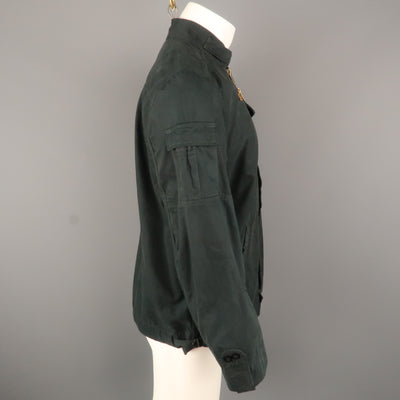 NICE COLLECTIVE L Black Solid Cotton Zip Up Jacket