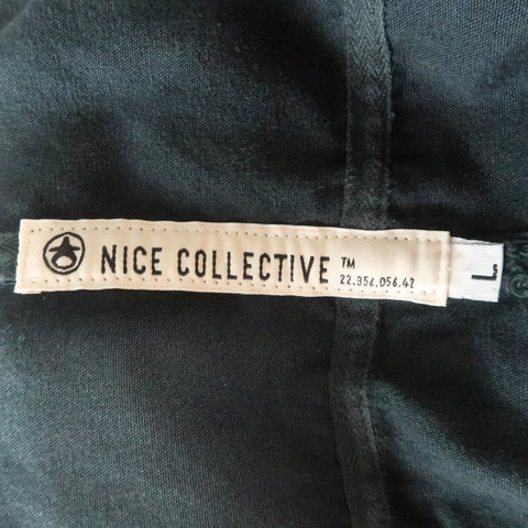 NICE COLLECTIVE L Black Solid Cotton Zip Up Jacket