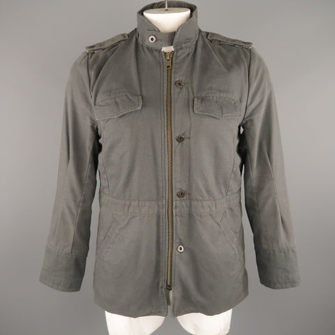 NICE COLLECTIVE L Dark Gray Cotton Military Style Jacket