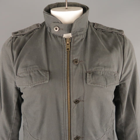 NICE COLLECTIVE L Dark Gray Cotton Military Style Jacket
