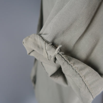 NICE COLLECTIVE Size M Grey Cotton Pleated Contrast Collar Short Sleeve Shirt