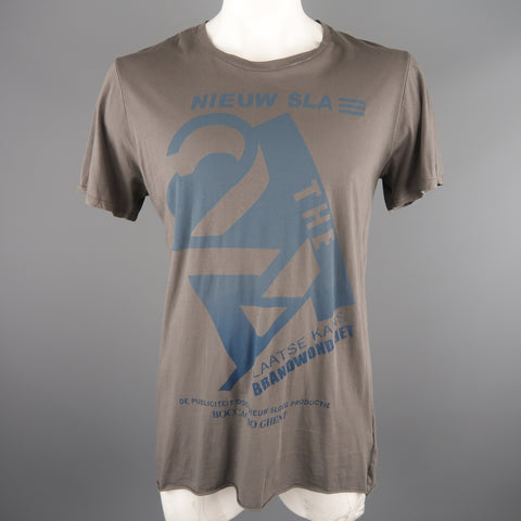 NICE COLLECTIVE Size XL Grey Graphic  Cotton T-shirt