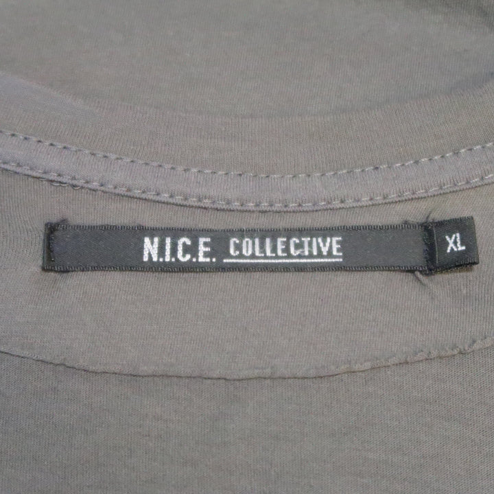 NICE COLLECTIVE Size XL Grey Graphic  Cotton T-shirt