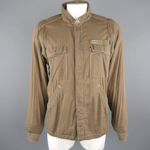 NICE COLLECTIVE XL Olive Contrast Stitch Cotton Jacket