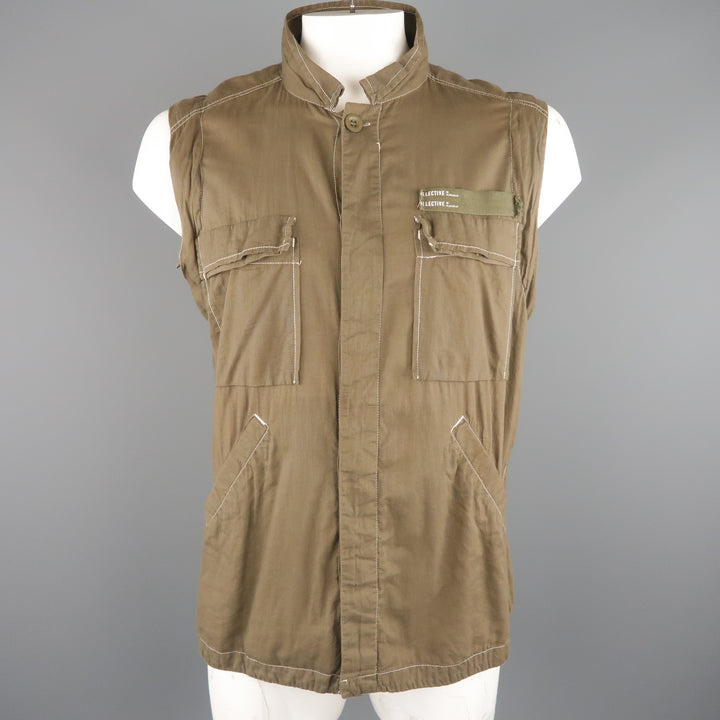 NICE COLLECTIVE XL Olive Contrast Stitch Cotton Jacket