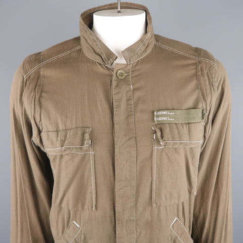 NICE COLLECTIVE XL Olive Contrast Stitch Cotton Jacket