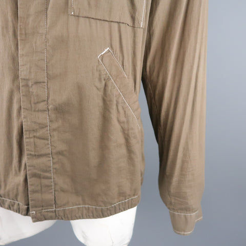NICE COLLECTIVE XL Olive Contrast Stitch Cotton Jacket