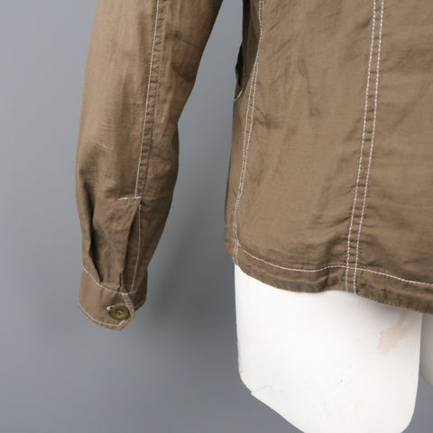 NICE COLLECTIVE XL Olive Contrast Stitch Cotton Jacket