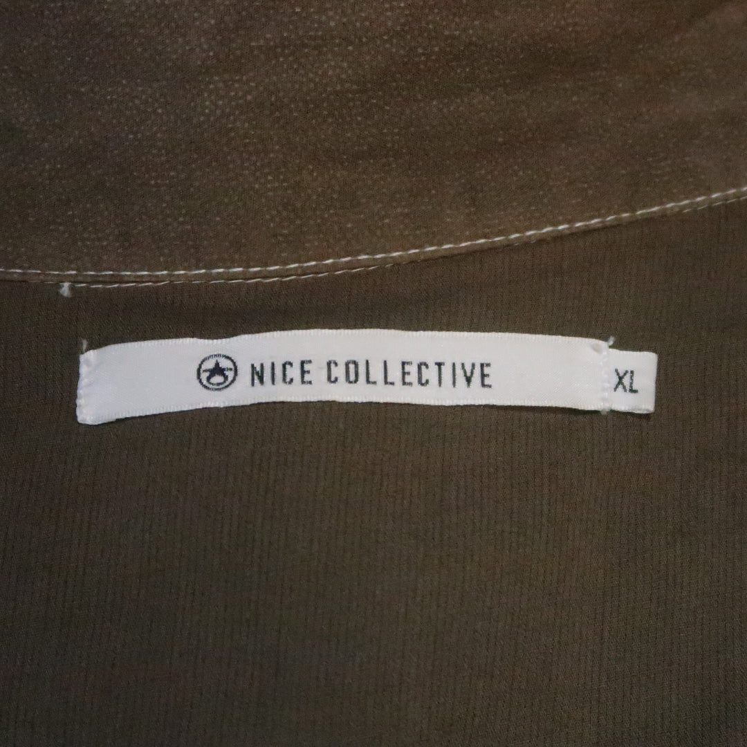 NICE COLLECTIVE XL Olive Contrast Stitch Cotton Jacket
