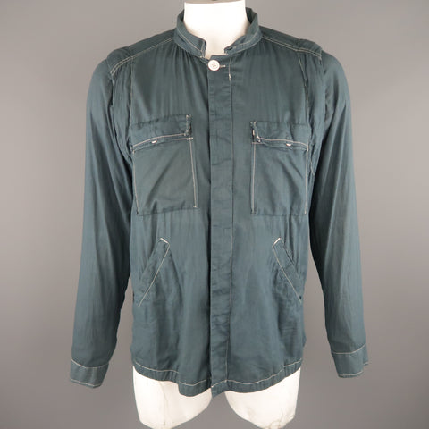 NICE COLLECTIVE XL Slate Contrast Stitch Cotton Jacket