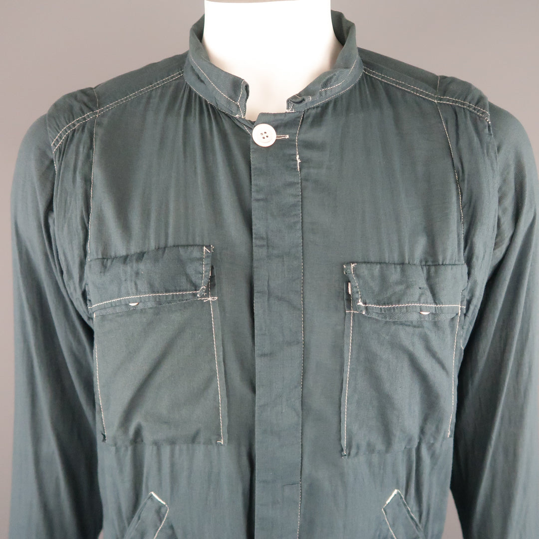 NICE COLLECTIVE XL Slate Contrast Stitch Cotton Jacket