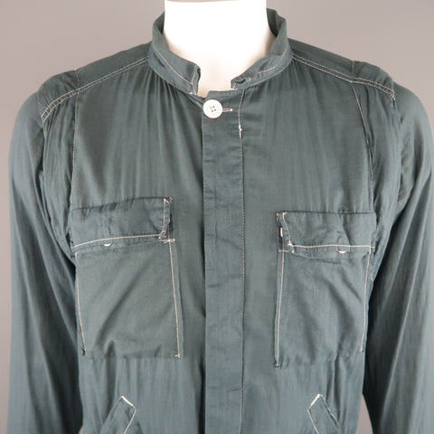 NICE COLLECTIVE XL Slate Contrast Stitch Cotton Jacket