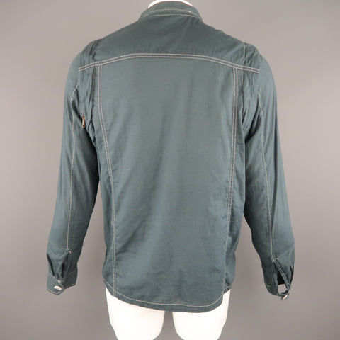 NICE COLLECTIVE XL Slate Contrast Stitch Cotton Jacket