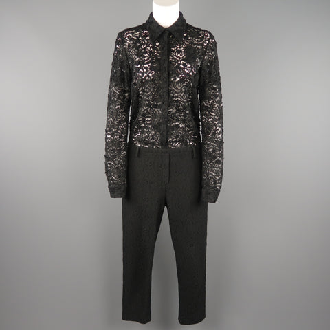 NO. 21 Size 6 Black Lace Shirt Top Jumpsuit Overalls