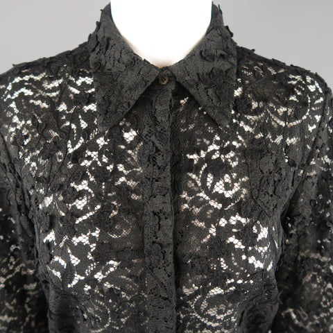 NO. 21 Size 6 Black Lace Shirt Top Jumpsuit Overalls