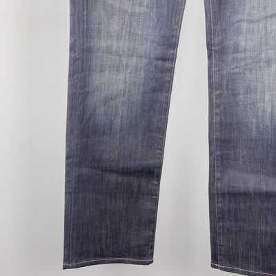 NOTIFY Size 33 x 33 Indigo Waxed Denim Zip Fly Jeans