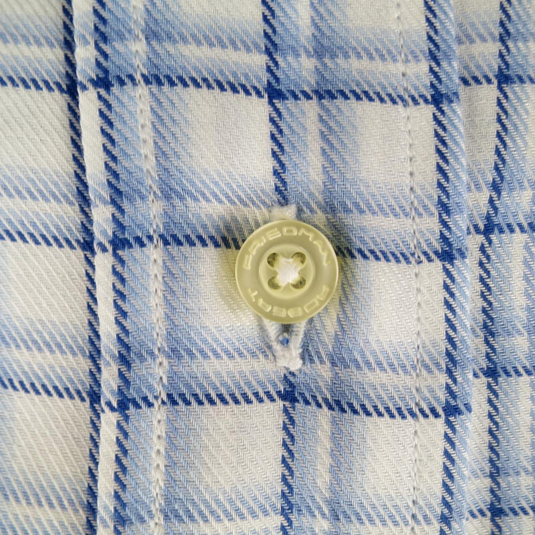 Nouveau ROBERT FRIEDMAN taille L bleu clair Plaid coton chemise à manches longues