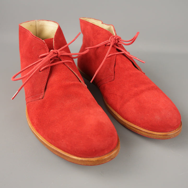OPENING CEREMONY Size US 11 Red Suede Lace Up Desert Ankle Boots