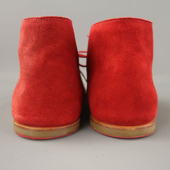 OPENING CEREMONY Size US 11 Red Suede Lace Up Desert Ankle Boots