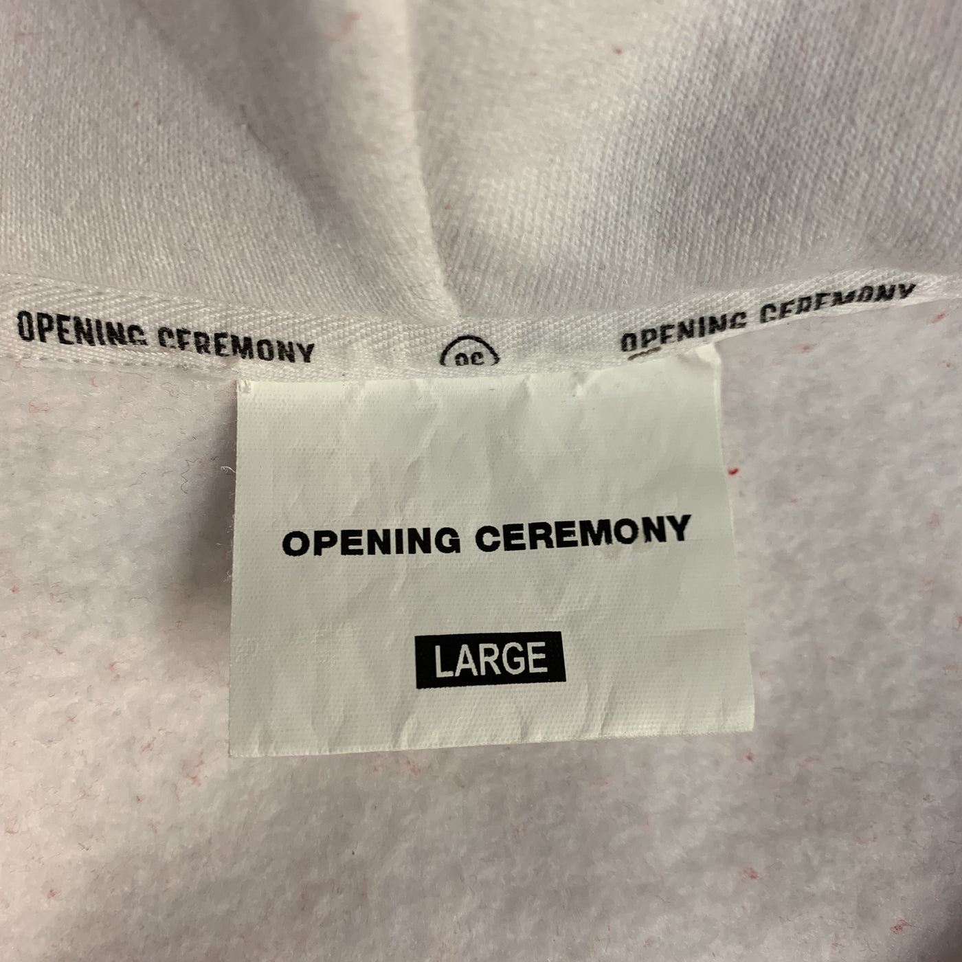 OPENING CEREMONY Size L Red & White Color Block Cotton Hoodie Pullover Sweater